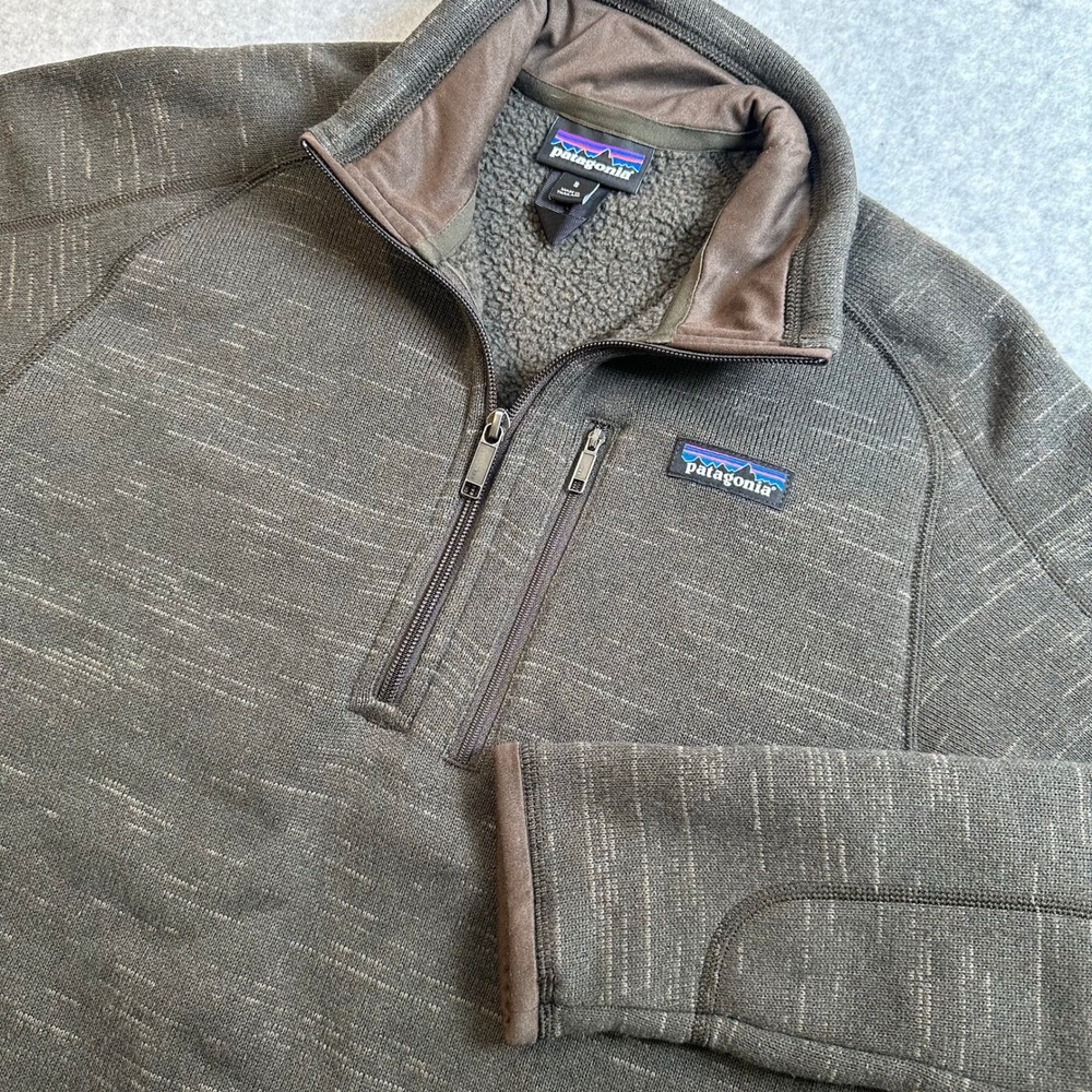 Patagonia Better Sweater 1/4 Zip Fleece Pullover Heather Green Gray Womens Small